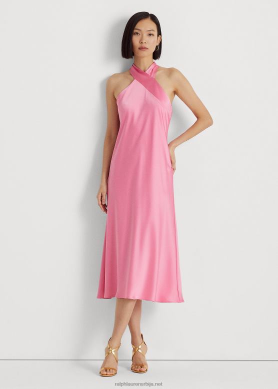Жене Ralph Lauren сатенска цхармеусе коктел хаљина V2V444043 ружа поред базена