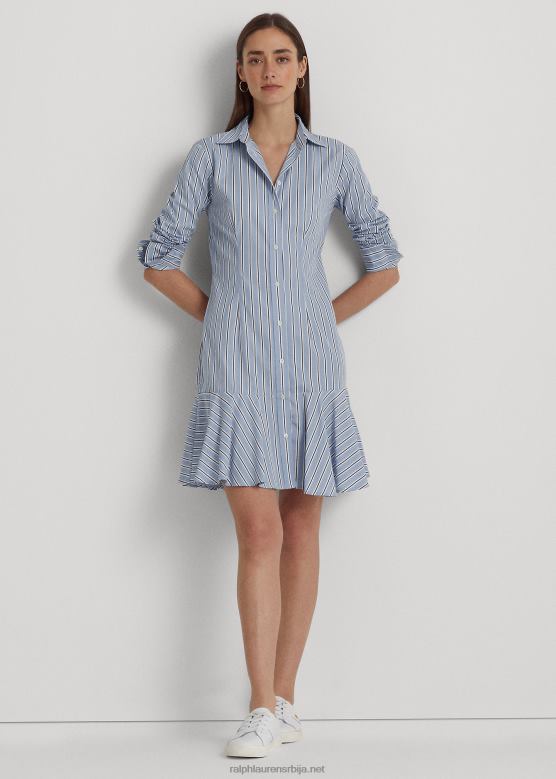 Жене Ralph Lauren пругаста памучна кошуља V2V444090 плаво/бело мулти