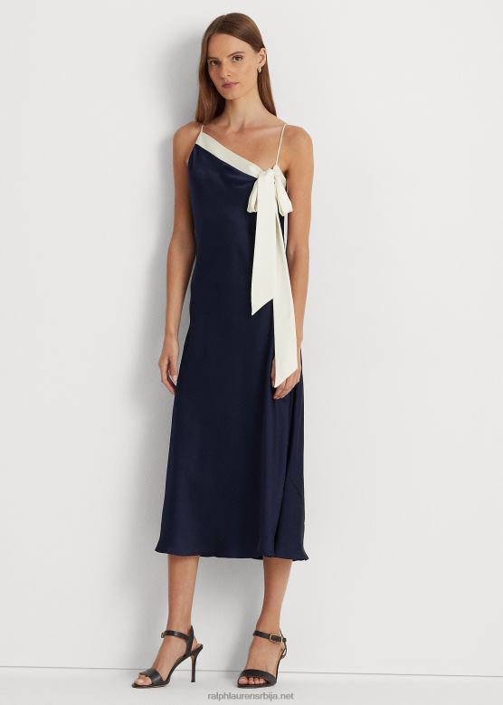 Жене Ralph Lauren двобојна шармуз коктел хаљина V2V444093 рафинирани морнарско/крем
