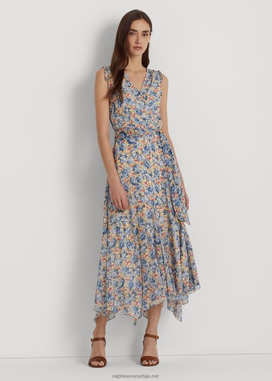 Жене Ralph Lauren хаљина од жоржета са цвјетним каишем V2V444103 плаво/розе мулти