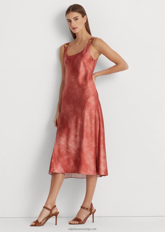 Жене Ralph Lauren сатенска хаљина са тие-дие принтом прстена V2V444305 црвени сунчани камен мулти