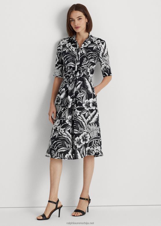 Жене Ralph Lauren ланена кошуља са цветном краватом V2V444341 црно бели