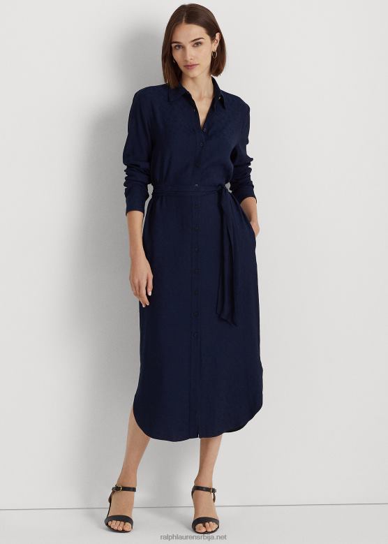 Жене Ralph Lauren жакардна кошуља са ременом са логом V2V444419 префињена морнарица