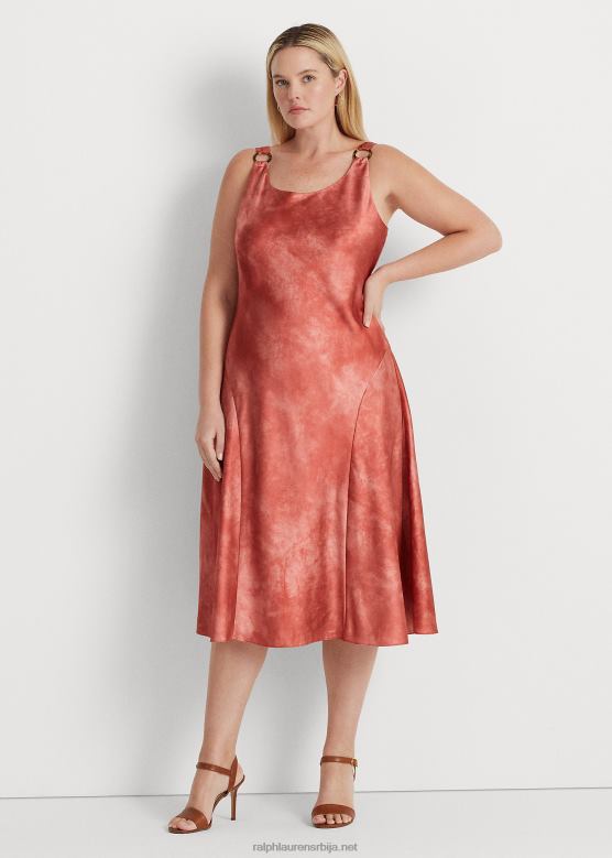 Жене Ralph Lauren сатенска хаљина са тие-дие принтом прстена V2V444516 црвени сунчани камен мулти