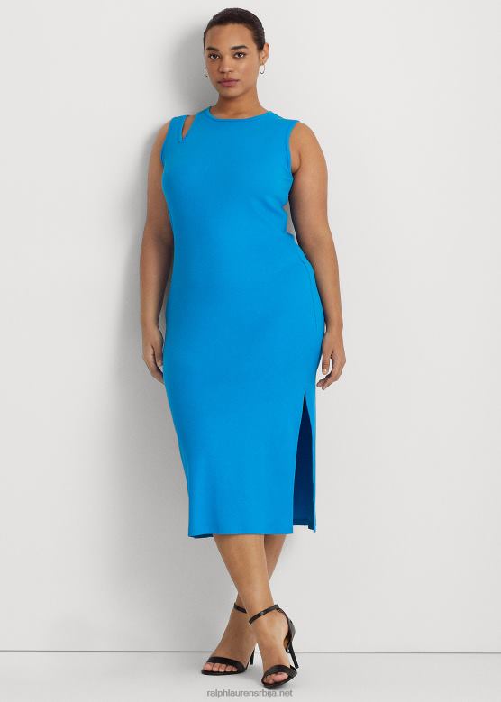 Жене Ralph Lauren миди хаљина без рукава од мешавине памука V2V444552 пламени океан