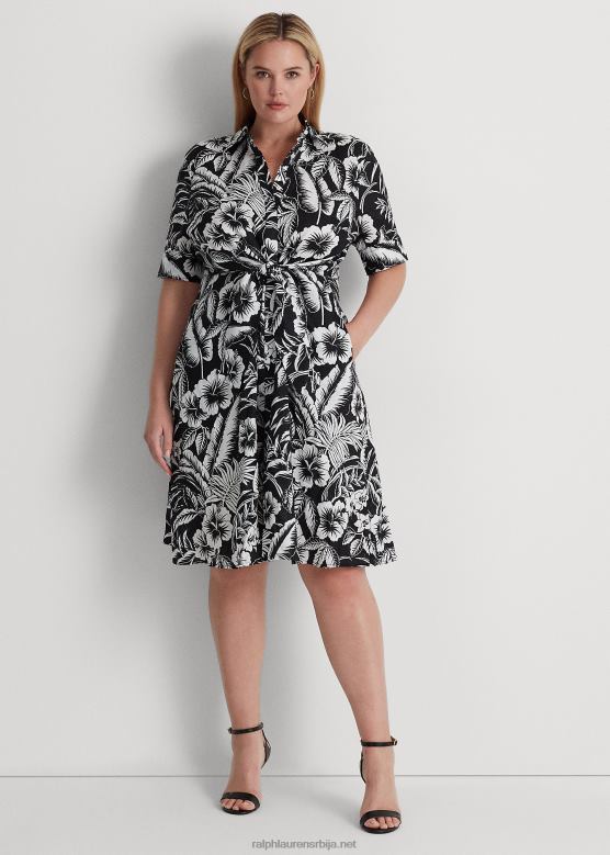 Жене Ralph Lauren ланена кошуља са цветном краватом V2V444560 црно бели