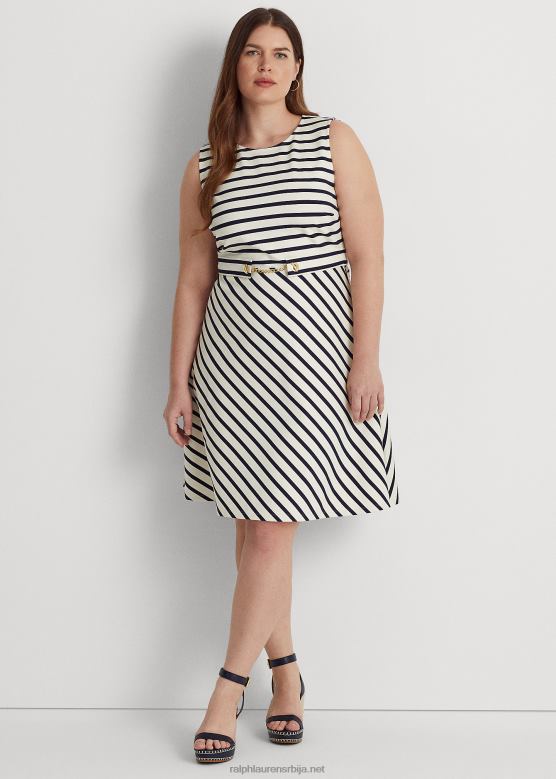 Жене Ralph Lauren пругаста понте хаљина са каишем V2V444605 маскарпоне крем/плава