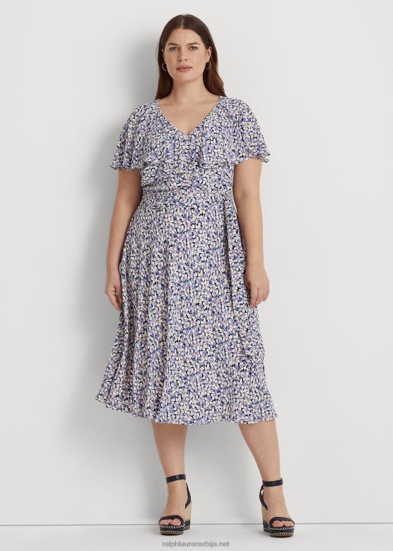 Жене Ralph Lauren хаљина од балон крепа са цветним ременом V2V444633 плава/крем/ружичаста