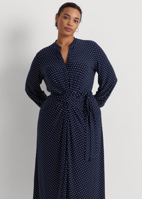 Жене Ralph Lauren кошуља од растезљивог дреса на точкице V2V444682 морнарско/крем