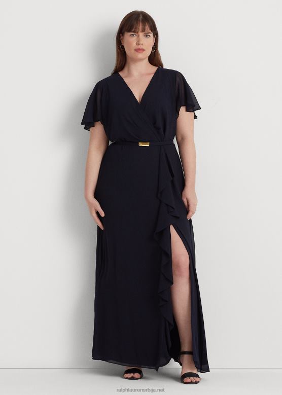 Жене Ralph Lauren хаљина од жоржета са лепршавим рукавима V2V444684 светионик морнарице