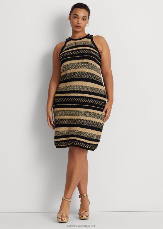 Жене Ralph Lauren пругаста џемпер хаљина без рукава V2V444772 црна/тан