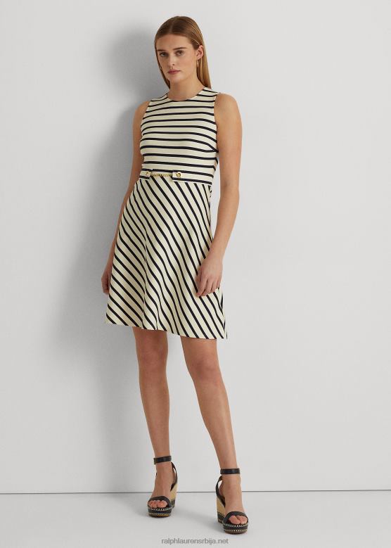 Жене Ralph Lauren пругаста понте хаљина са каишем V2V444834 маскарпоне крем/плава