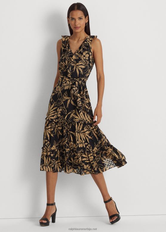 Жене Ralph Lauren хаљина од жоржета са штампом V2V444875 црна/тан