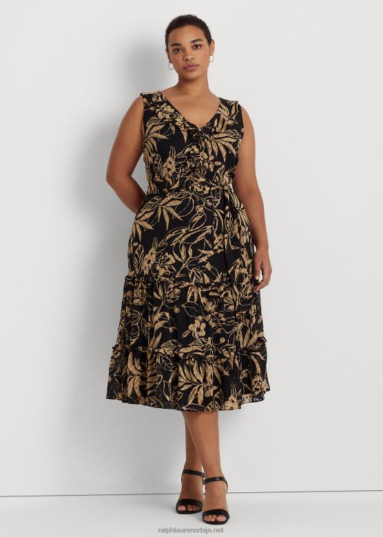 Жене Ralph Lauren хаљина од жоржета са штампом V2V444961 црна/тан