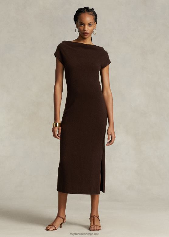 Жене Ralph Lauren џемпер од кашмира са правим изрезом V2V449202 кедар хеатхер