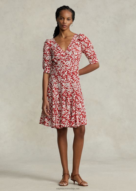 Жене Ralph Lauren креп хаљина са цветним овчијим рукавима V2V449206 пролећни љиљан цветни