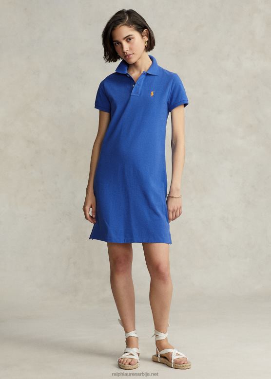 Жене Ralph Lauren памучна мрежаста поло хаљина V2V449244 нова ирис плава