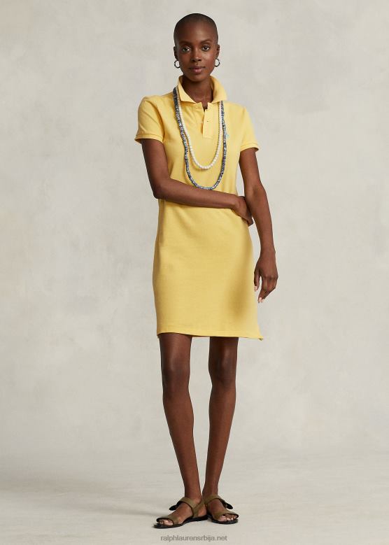 Жене Ralph Lauren памучна мрежаста поло хаљина V2V449247 кукурузно жуто
