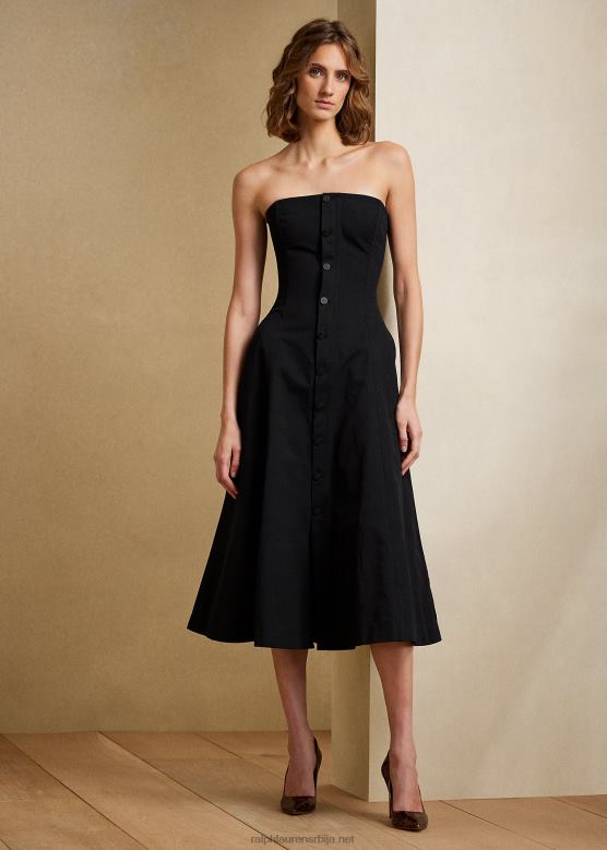 Жене Ralph Lauren коопер памучна коктел хаљина без нараменица V2V449293 црн