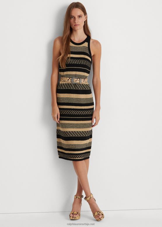 Жене Ralph Lauren пругаста џемпер хаљина без рукава V2V449516 црна/тан