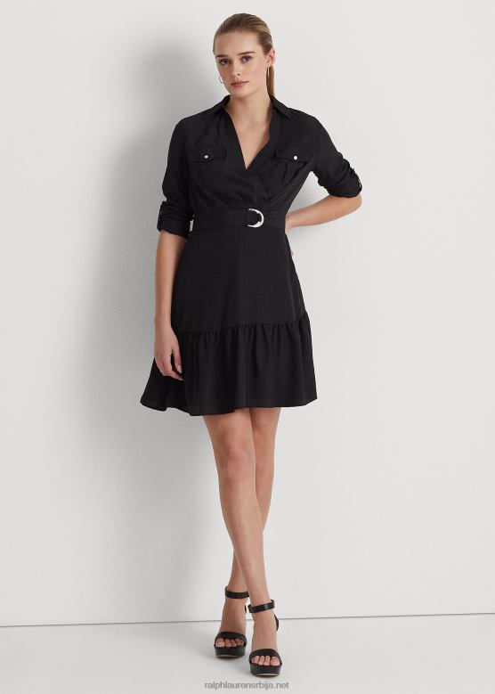 Жене Ralph Lauren креп хаљина дугих рукава V2V449517 црн