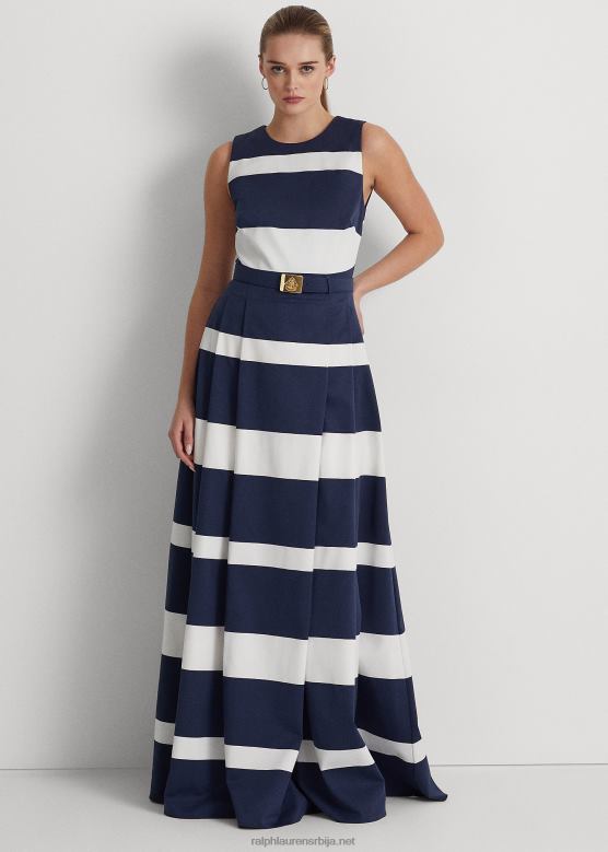 Жене Ralph Lauren пругаста хаљина са каишем V2V449562 префињена морнарско/бела