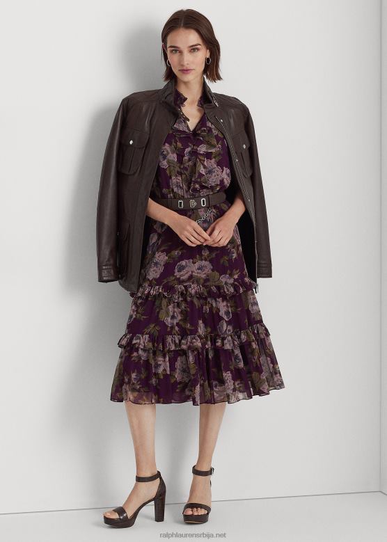 Жене Ralph Lauren хаљина од жоржета са цвјетним каишем V2V449588 љубичаста мулти