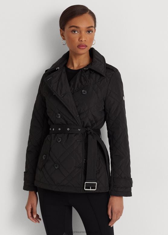 Жене Ralph Lauren опасан дијамантски прошивени капут V2V444129 црн