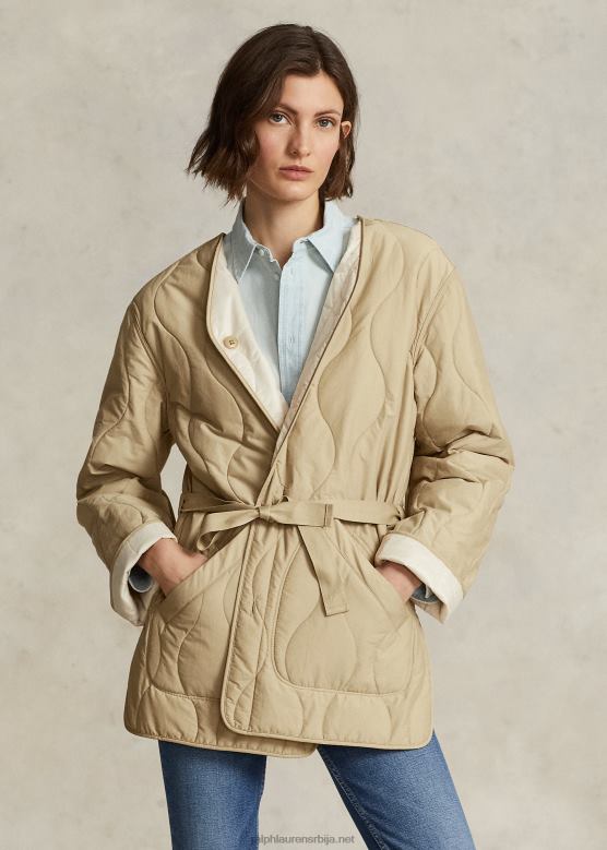 Жене Ralph Lauren реверзибилна прошивена рипстоп јакна V2V443193 дине тан/марскапоне крема