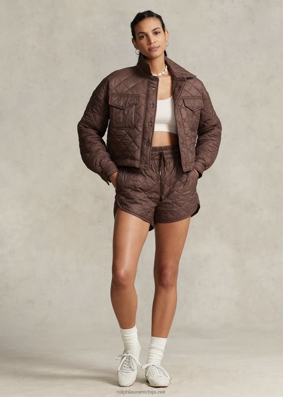Жене Ralph Lauren водоодбојна скраћена прошивена јакна V2V443203 чоколадно браон