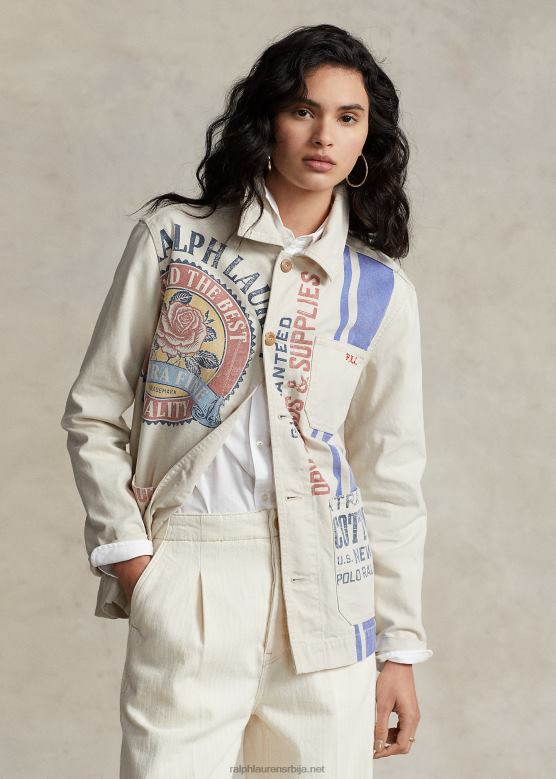 Жене Ralph Lauren лого графичка платнена јакна V2V443218 марскапоне крема
