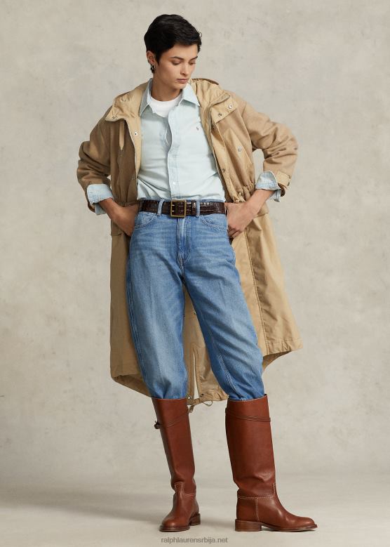 Жене Ralph Lauren дуга пољска јакна са капуљачом V2V443229 споменик тан