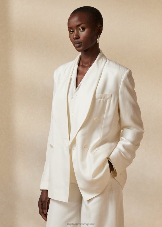 Жене Ralph Lauren Грегори свилени шантунг смокинг јакна V2V443516 бело