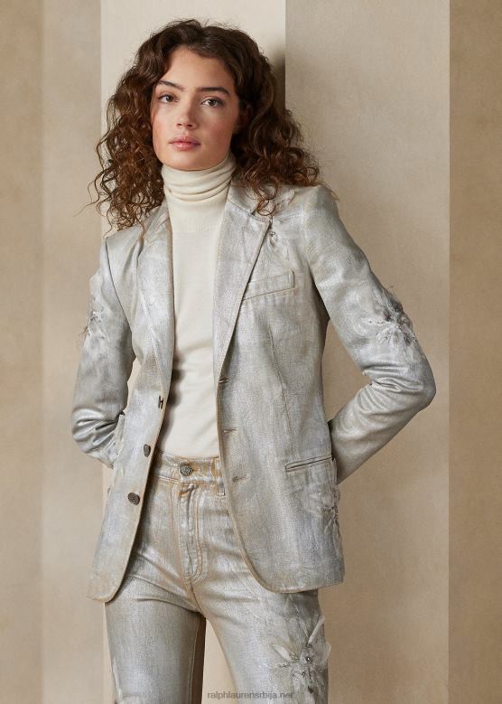 Жене Ralph Lauren ские цвјетна јакна V2V443556 пресвучена сребрним цветним