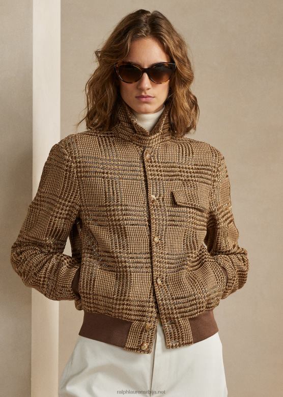 Жене Ralph Lauren араминта украшена глен карирана јакна V2V443565 камил/браон
