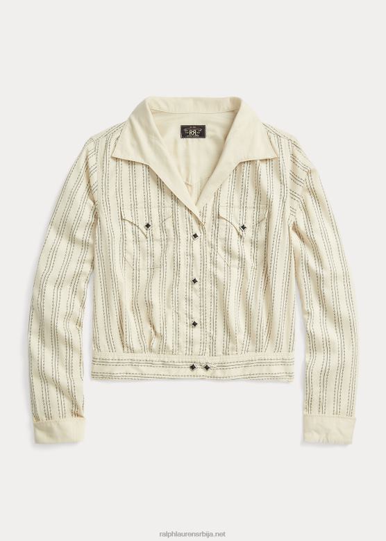 Жене Ralph Lauren вестерн јакна од сатена на пруге V2V443634 крем/црна