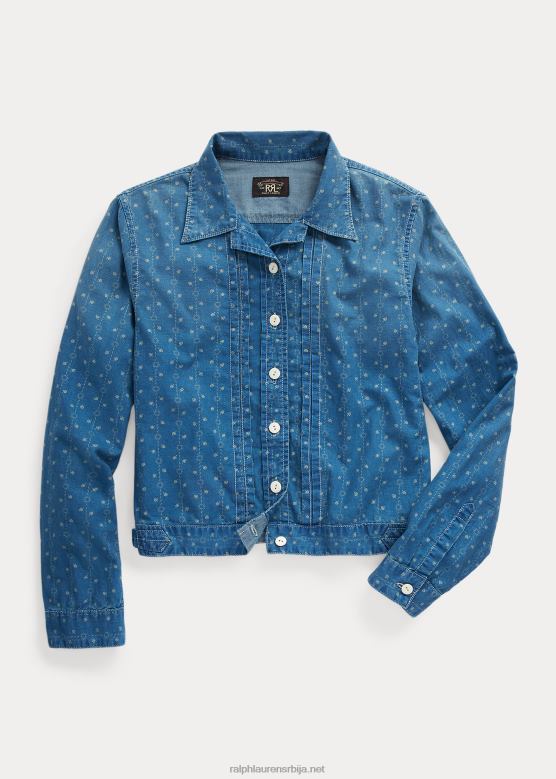 Жене Ralph Lauren цветни памучно-платнени сако кошуље V2V443636 индиго мулти