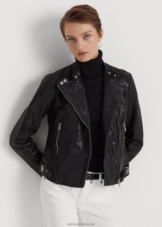 Жене Ralph Lauren бајкерска јакна од сјајне коже V2V444248 црн