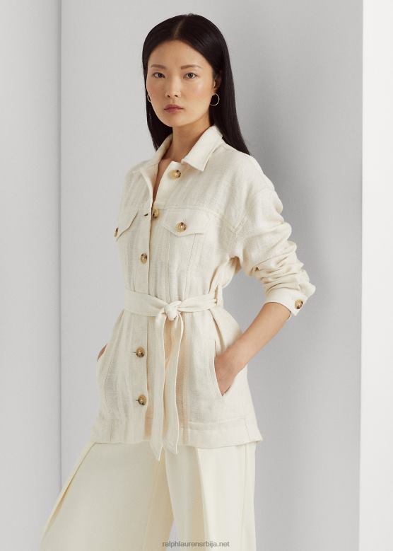 Жене Ralph Lauren сако од платнене кошуље од рибље кости V2V444438 крема од маскарпонеа