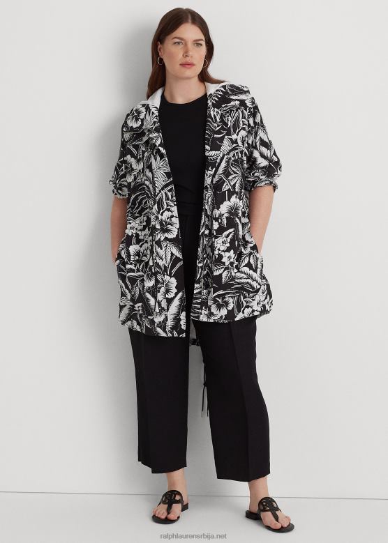 Жене Ralph Lauren ветровка са капуљачом са цветним рипстопом V2V444578 црно бели