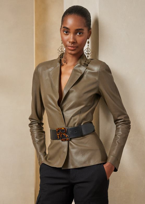 Жене Ralph Lauren сопхее јакна од јагњеће коже V2V449303 маслина