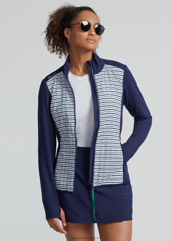 Жене Ralph Lauren прошивена хибридна јакна са патент затварачем V2V449403 префињена морнарско/бела