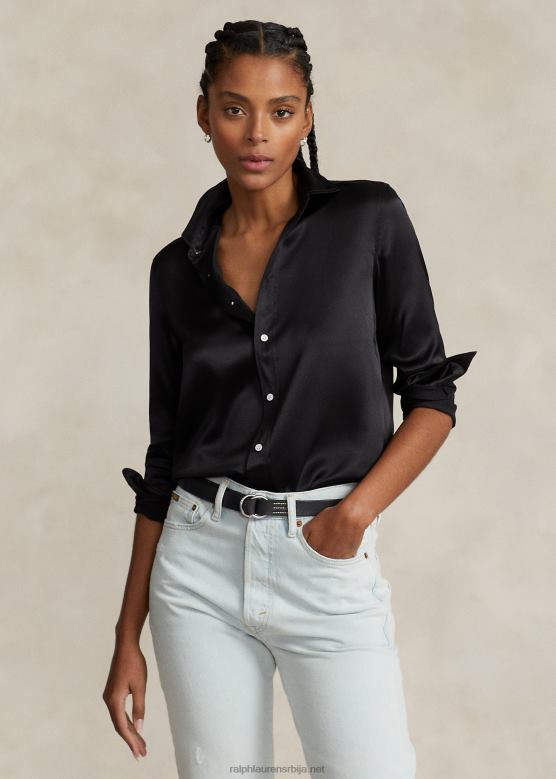 Жене Ralph Lauren свилена кошуља шармеза V2V443282 црн
