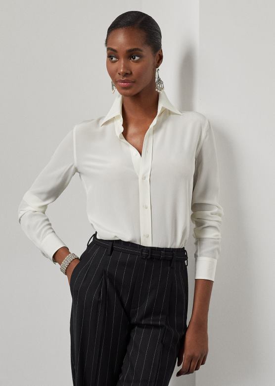 Жене Ralph Lauren Хаилеи дуд свилена креп кошуља V2V443440 бело