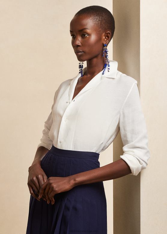 Жене Ralph Lauren дариен ланена воиле кошуља V2V443468 бело