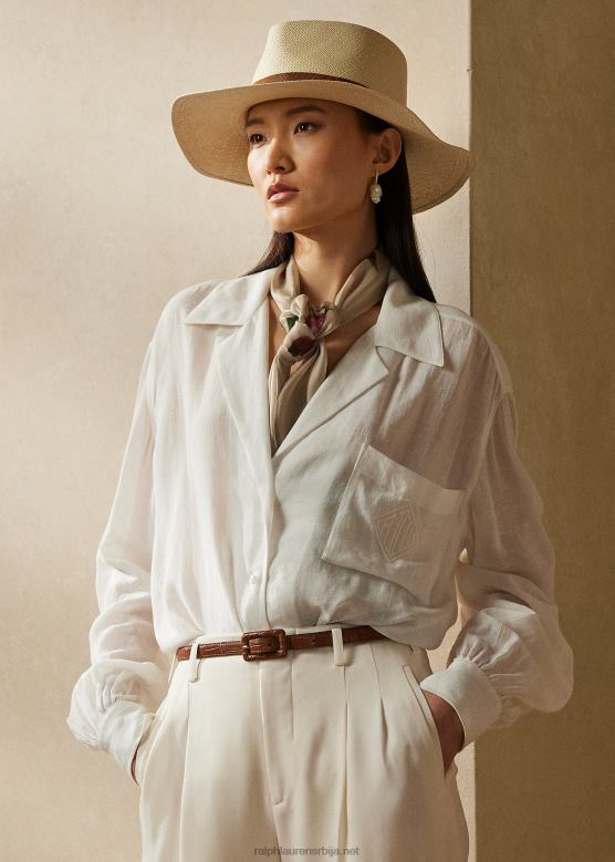 Жене Ralph Lauren рослин ланена кошуља од воала V2V443551 бело