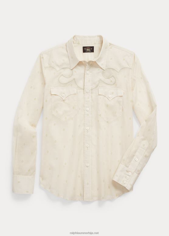 Жене Ralph Lauren везена западњачка кошуља од памучног воала V2V443628 крем/тан