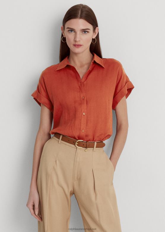 Жене Ralph Lauren ланена кошуља долман рукава V2V443780 црвени сунчани камен