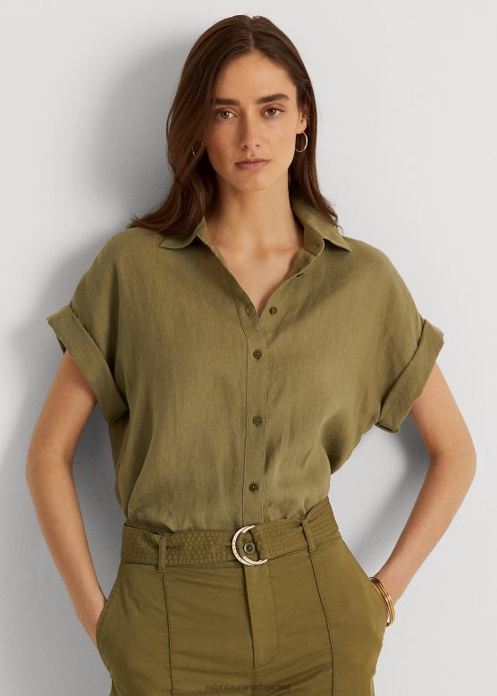 Жене Ralph Lauren ланена кошуља долман рукава V2V443782 маслинова папрат