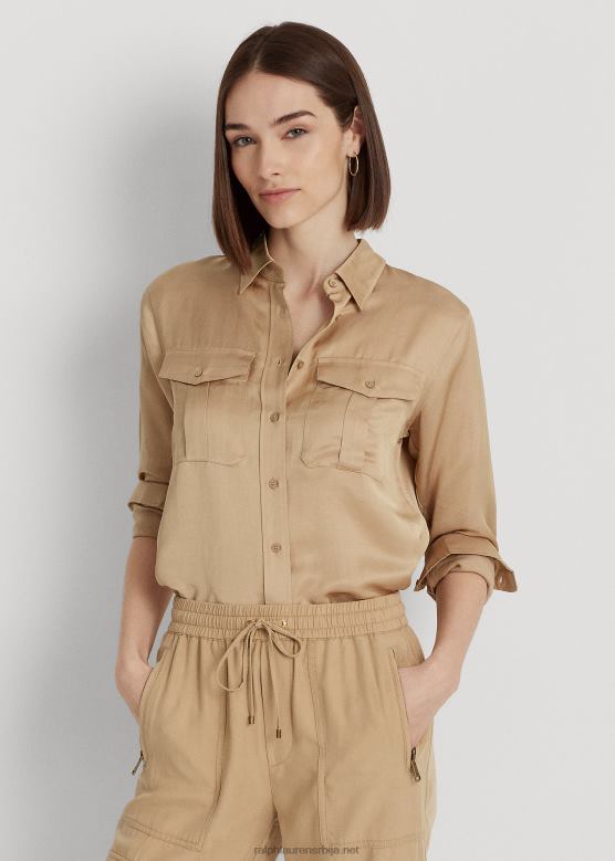 Жене Ralph Lauren сатенска шантунг кошуља V2V443800 бреза тан